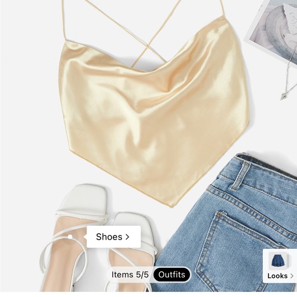 NWOT SHEIN silk top size small tie back cream - Picture 3 of 4